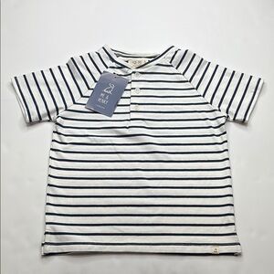 Blue and White Button Down Shirt with Classic Stripes